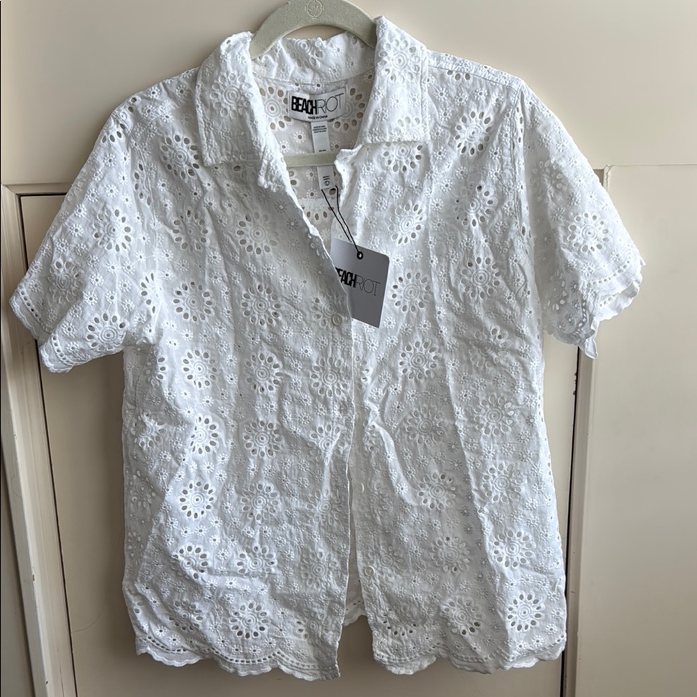 Beach Riot White Eyelet Blouse